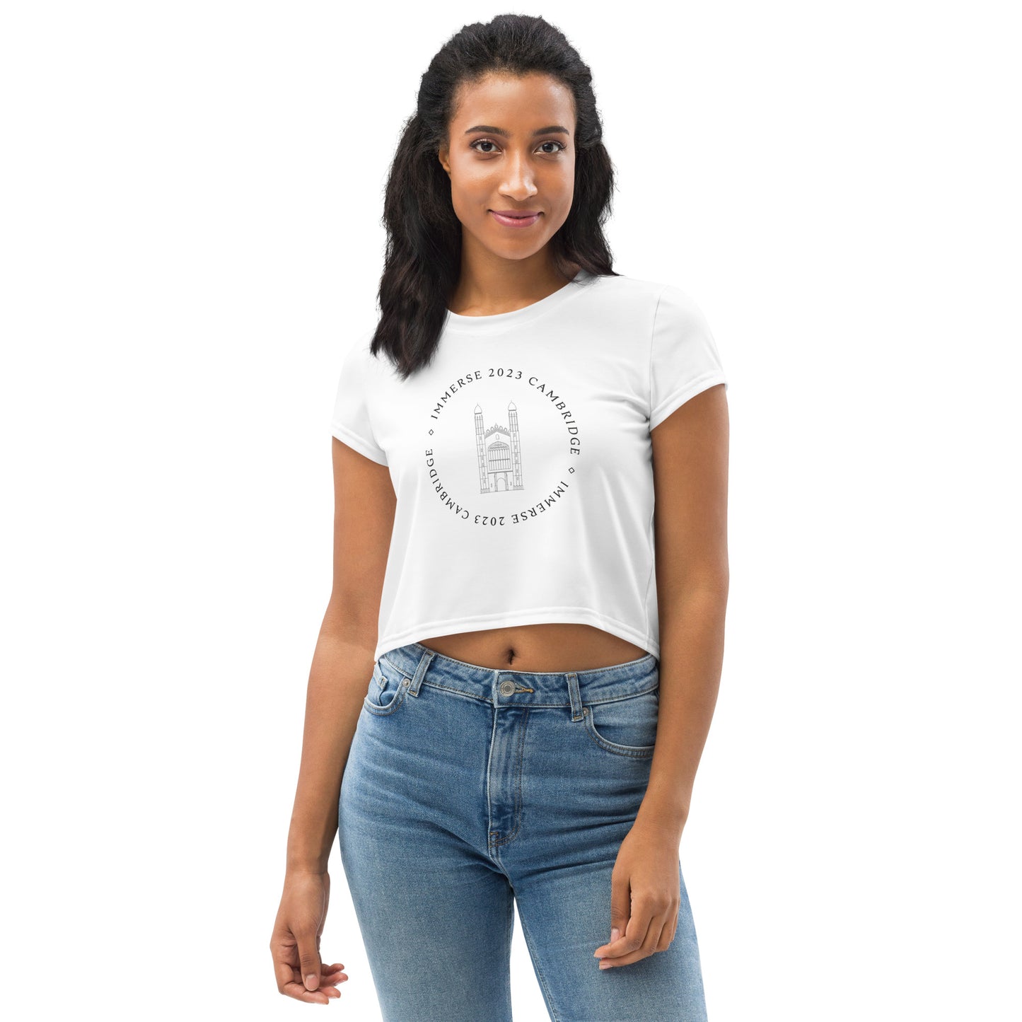 White Immerse Crop Leavers Tee - Cambridge 2023