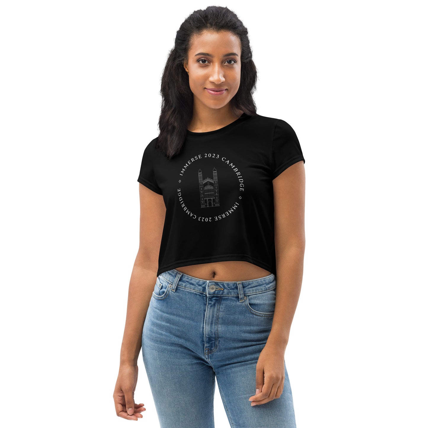 Black Immerse Crop Leavers Tee - Cambridge 2023
