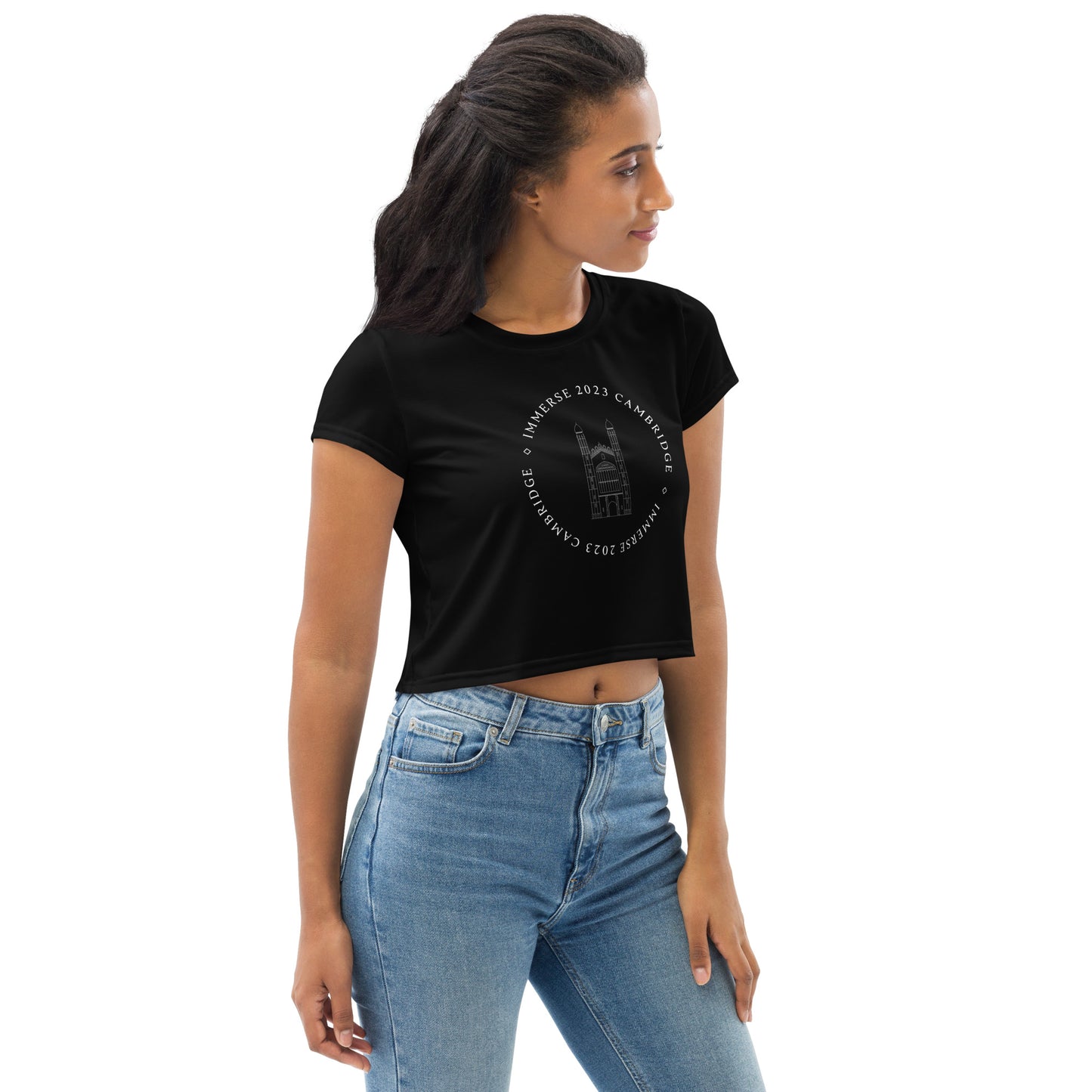 Black Immerse Crop Leavers Tee - Cambridge 2023