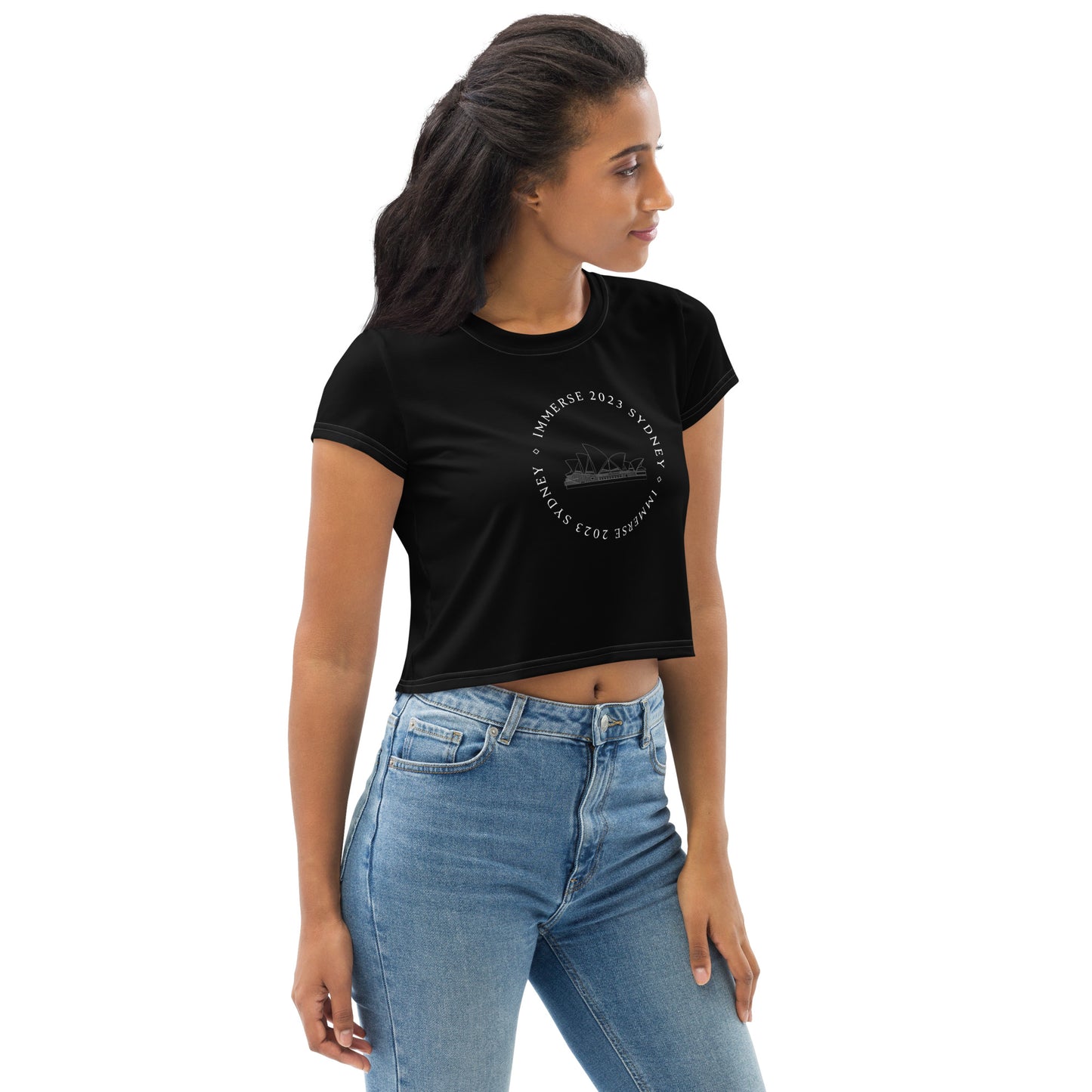Black Immerse Crop Leavers Tee - Sydney 2023